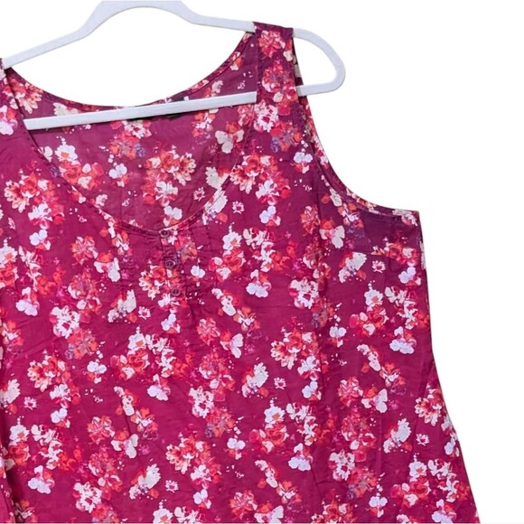 Eddie Bauer 100% cotton floral tank top pink/red size XXL - Picture 10 of 11